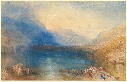 알프스의 풍경을 공기와 빛까지 세밀하게 표현한 수채화. 존 러스킨이 소장했던 것으로 유명한 작품이다. ‘추크 호수(The Lake of Zug)’(1843) 뉴욕 메트로폴리탄미술관 제공