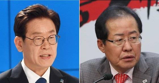 이재명(왼쪽) 경기도지사와 홍준표 무소속 의원. 중앙포토