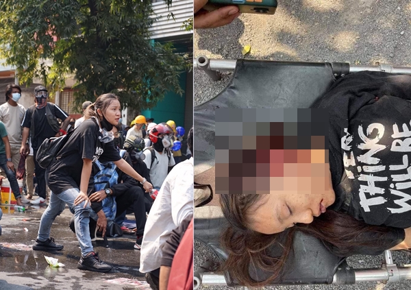 지난 3일 미얀마 제2도시 만달레이에서 시위에 나섰다 숨진 19세 소녀 치알 신(에인절). 그는 머리에 총을 맞고 목숨을 잃었다. 트위터 캡처