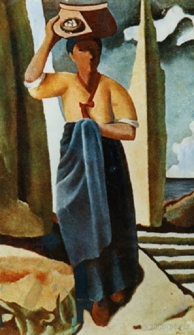 일본 유학시절에 그린 `종달새 노래할 때`(1935). 이 그림으로 일본 미술전에서 수상했다. <환기재단>