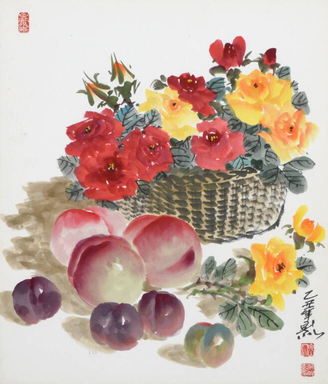 하반영, 정물, 52.5×45cm, 종이에 수묵담채, 1985