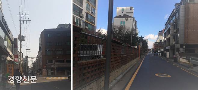 서울 강남구 지중화작업 전(왼쪽)과 후(오른쪽). 강남구 제공