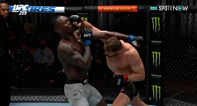 묵직한 오른손 펀치를 시도하는 얀 블라코비치(오른쪽). SPOTV NOW 제공