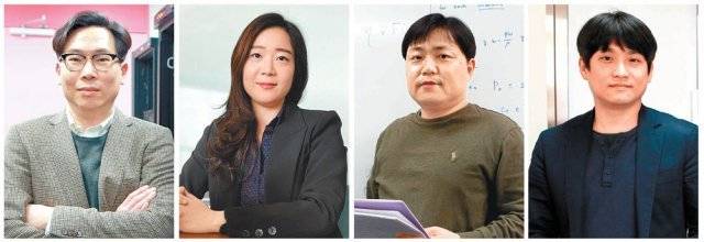 전 세계적으로 AI 전문인력 확보 경쟁이 치열해지면서 후발주자로 AI대학원 설립을 준비 중인 대구경북과학기술원(DGIST)은 지난해 대비 AI 전문가를 2배 가까이 늘렸다. 왼쪽부터 박경준 DGIST AI협업센터장과 7월 DGIST에 부임하는 송진영 박사, 김용준·진경환 정보통신융합전공 교수. DGIST 제공