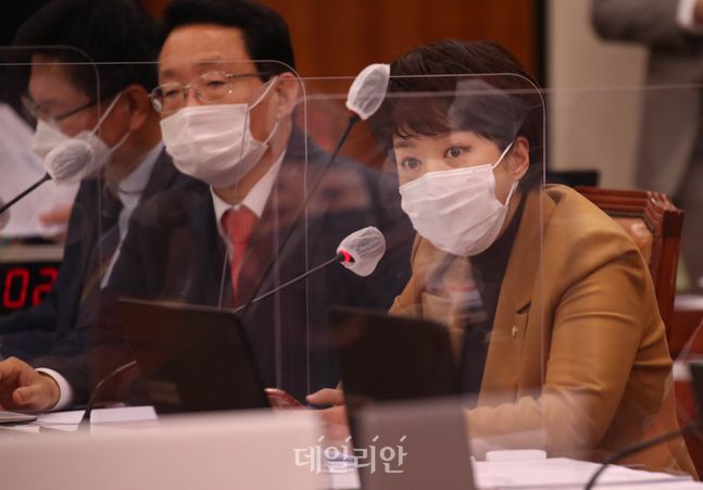 변국민의힘 김은혜 의원이 국회 국토교통위원회에서 변창흠 국토부 장관에게 질의를 하고 있다.ⓒ데일리안 박항구 기자