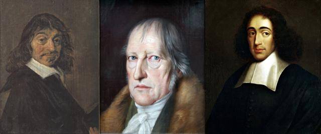 서양 근대 철학을 떠받친 데카르트(왼쪽부터), 헤겔, 스피노자는 위대한 과학자이기도 했다. 사이언스북스 제공