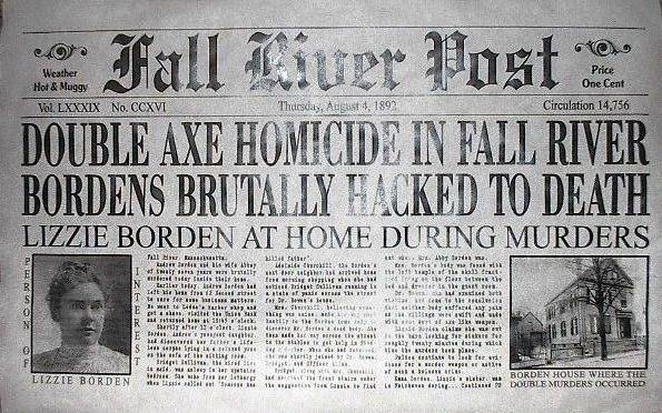 리지 보든 살인사건을 보도한 지역 언론 '폴리버 포스트'.