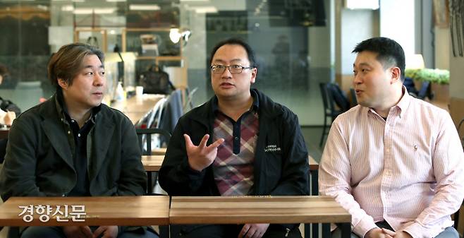 마켓컬리를 근기법 위반으로 고발한 노동문제연구소 해방. 왼쪽부터 권오성 소장, 오민규 실장, 이영주 위원 / 김기남 기자