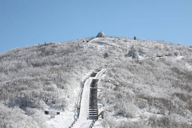 노고단 고개에서 노고단 정상으로 오르는 길. ⓒ박준규