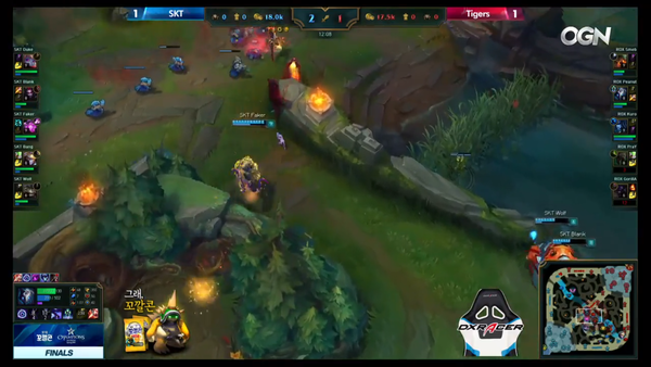 앞 점멸로 킨드레드를 쫓는 페이커, 사진=OGN 유튜브 캡처