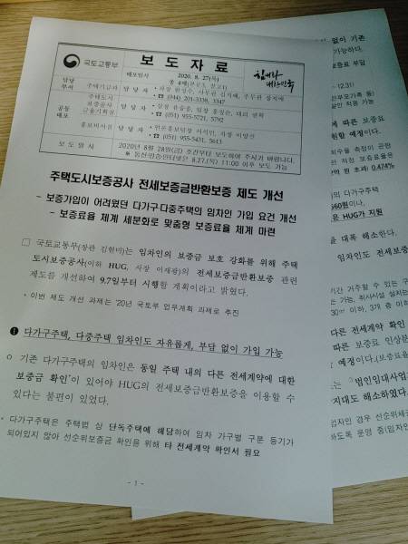 정부는 지난 8월 전세보증금반환보증 제도 개선을 발표했다.