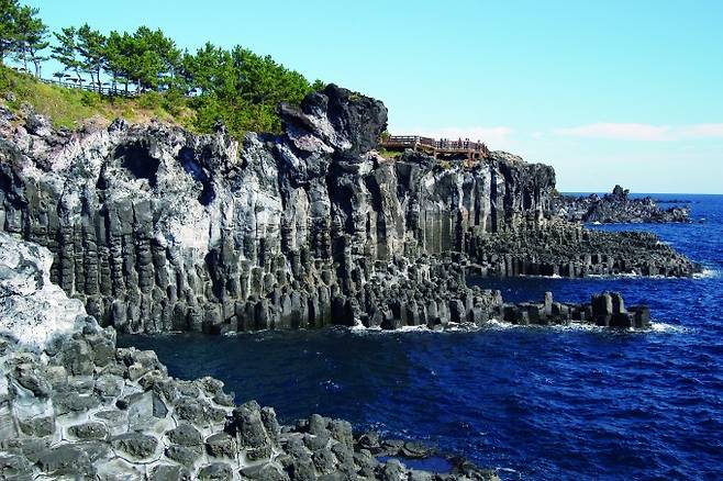 제주도의 다양한 현무암 지형 중 하나인 대포동의 주상절리. 우경식 제공