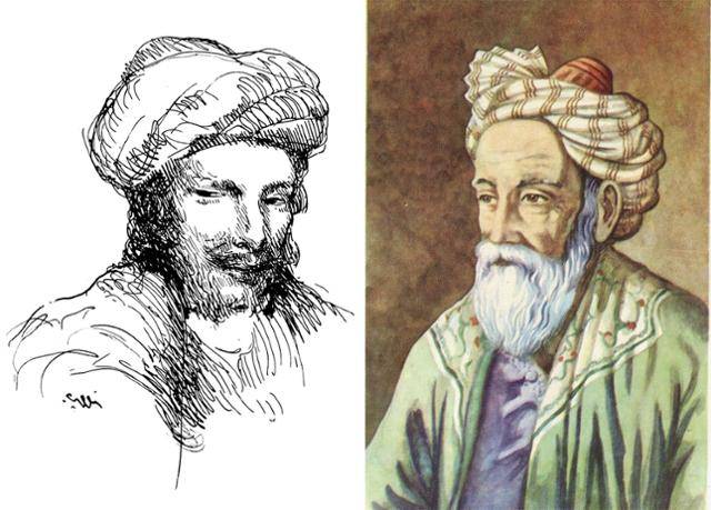 아부 누와스(왼쪽)는 8세기 이란에서 태어난 작가로 와인을 찬양하는 아름다운 시를 남겼다. 오마르 하이얌(오른쪽)은 11세기 이란에서 태어난 시인으로 역시 와인에 관한 시를 남겼다. 위키미디어