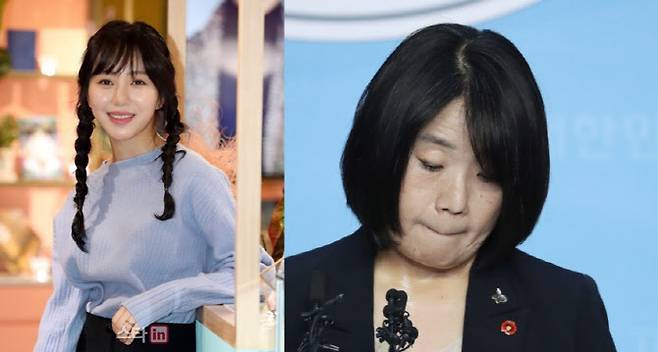 그룹 AOA 출신 권민아(왼쪽), 윤미향 더불어민주당 의원. 사진=이데일리DB, 연합뉴스