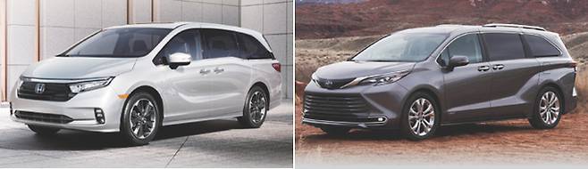 혼다&nbsp;'오딧세이'(왼쪽)과 토요타 '시에나'