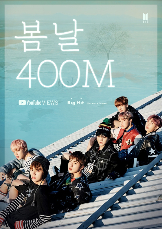 The music video for boy BTS’s “Spring Day” surpassed 400 million views on YouTube as of Monday. [BIG HIT ENTERTAINMENT]