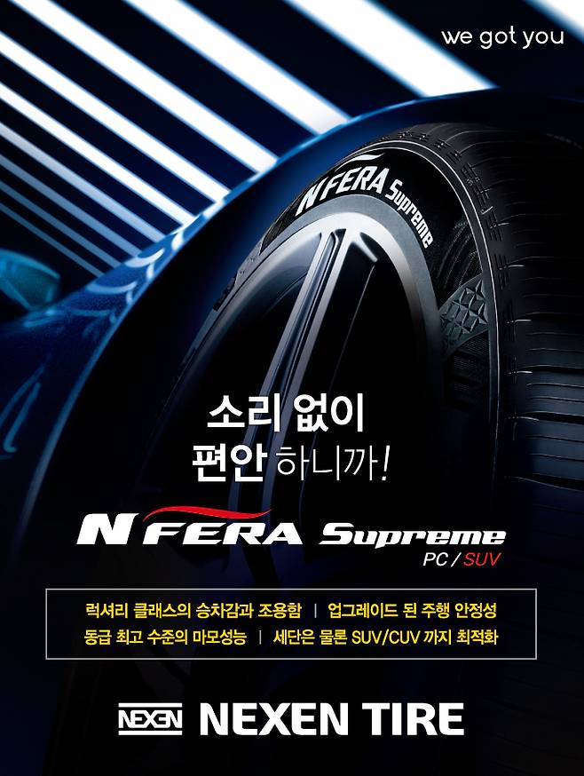 넥센타이어의 초고성능 프리미엄 사계절용 타이어 `엔페라 슈프림` [사진 제공 = 넥센타이어]