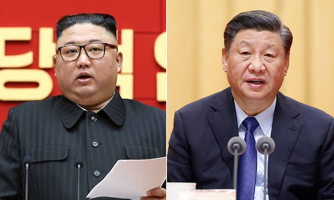 북한 김정은 노동당 총비서(왼쪽), 시진핑 중국 국가주석. 연합뉴스