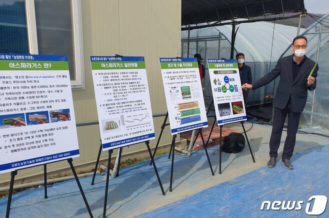 고품질 강원 아스파라거스 일본 수출 기념식이 6일 오전 서춘천농협에서 열렸다.© 뉴스1 이종재기자