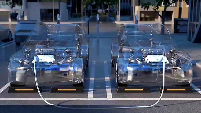 현대차가 전기차에 이어 수소 전기차의 전기를 외부로 꺼낼 수 있는 V2L(Vehicle to Load) 기술을 개발, 내년부터 상용화한다. V2L 기술을 기반으로 다른 차량 충전을 지원하는 V2V 시스템.