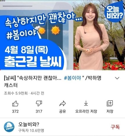 4·7 재보궐선거 다음 날인 8일 MBC가 운영하는 날씨 유튜브 채널에 올라온 영상. '속상하지만 괜찮아'라는 제목이 논란이 되자 현재는 삭제됐다. 사진 유튜브