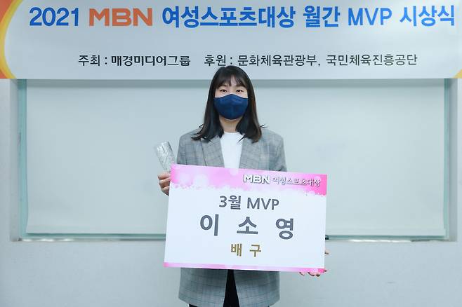 이소영은 2020 MBN 여성스포츠대상 3월 MVP를 수상했다.(MBN 제공) © 뉴스1