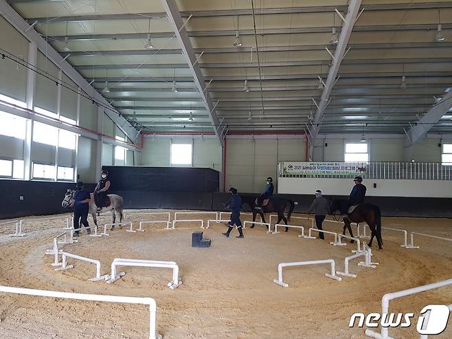 함안군승마공원은 실버승마 무료체험 힐링 프로그램을 운영한다. © 뉴스1