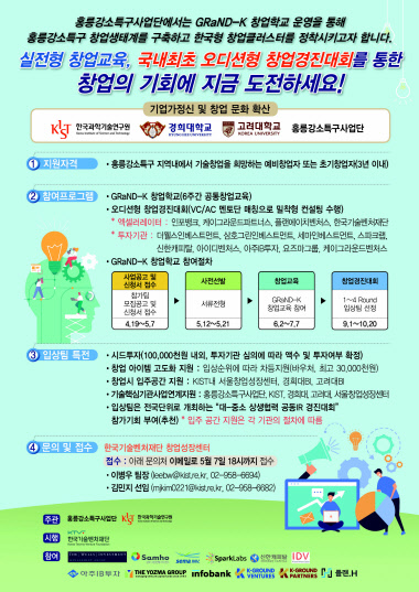 홍릉강소연구개발특구 '그랜드-K 창업학교' 모집공고