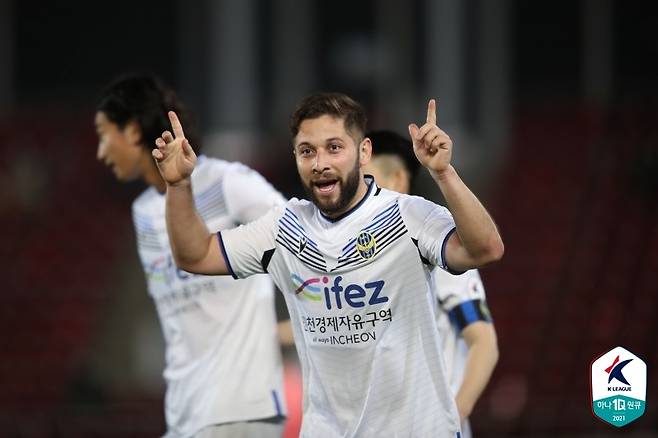 3-1 승리를 이끈 인천 유나이티드의 아길라르(한국프로축구연맹 제공)© 뉴스1