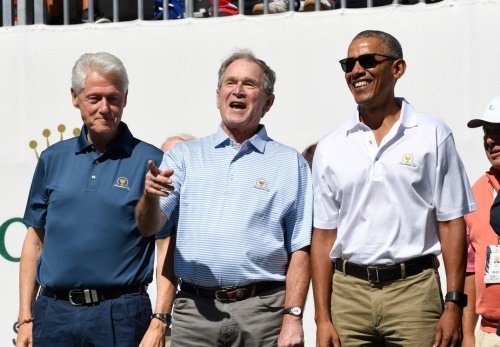 2017년 뉴욕에서 열린 프레지던츠컵에 모인 역대 3명의 미국 대통령.
