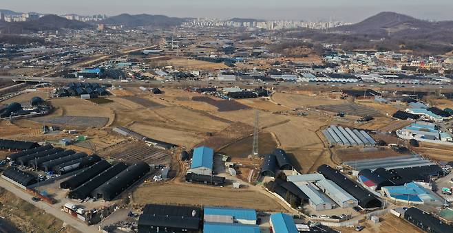 지난 2월 수도권 신규 공공택지로 지정된 경기도 시흥시 과림동 일대 모습. [연합]