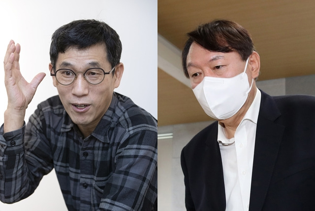 진중권 전 동양대 교수(왼쪽 사진)과 윤석열 전 검찰총장. 뉴시스