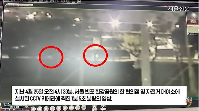 한강공원 인근 CCTV 서울신문 유튜브 영상