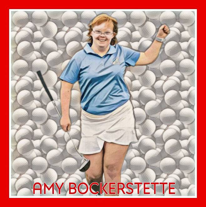 미국의 다운증후군 골퍼 에이미 보커스테트는 11일 미국 플로리다주 오먼드비치에서 열린 미국 주니어대학스포츠협회(NJCAA) 골프 내셔널 챔피언십 1라운드에 출전함으로써 다운증후군을 지닌 선수로 처음 출전하는 기록을 세웠다.보커스테트 트위터 제공