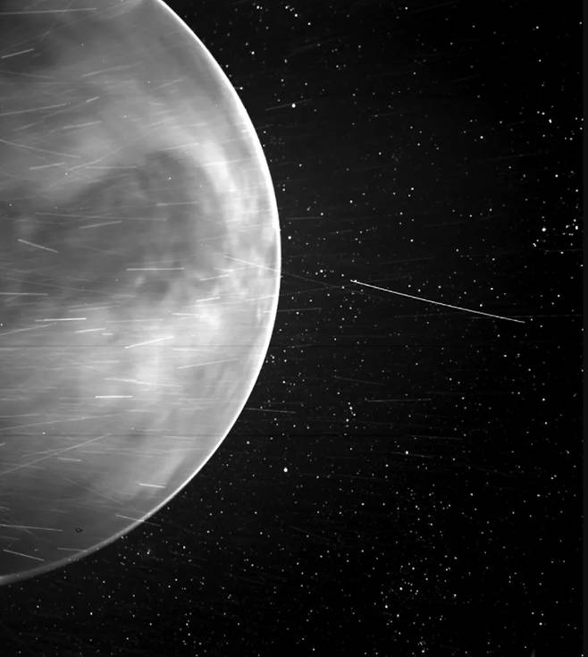 파커 탐사선이 2020년 7월 11일 세 번째 근접비행 때 찍은 금성 사진.(출처=NASA/Johns Hopkins APL)