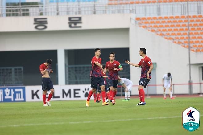 후반 종료 직전 극적인 동점골을 넣은 김천 조규성. (한국프로축구연맹 제공) © 뉴스1