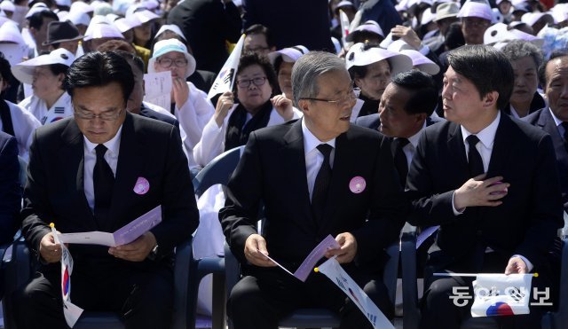 김종인 더불어민주당 비대위원장이 2016년 5월 18일 제 36주년 기념식에 참석한 모습. 광주=박영철 기자