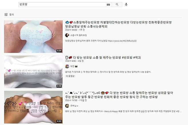 유튜브 '반모방' 검색 결과 © 뉴스1