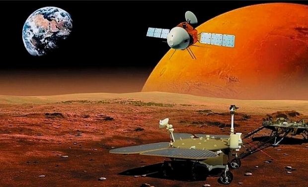 중국의 화성탐사선 톈원 1호. 궤도선, 착륙선, 탐사로버로 구성돼 있다. CNSA 제공