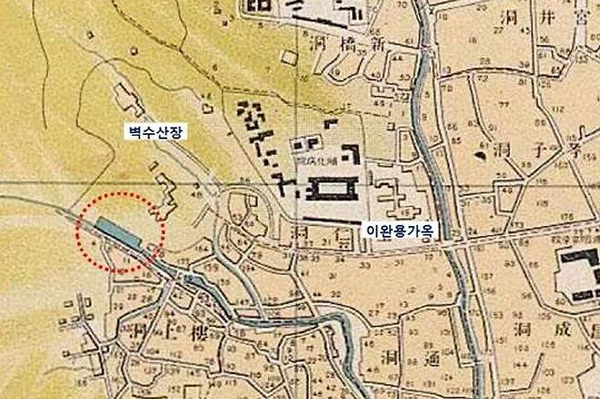 출처: 벽수산장의 연못이 커 당시 지도에도 그 모습이 그려질 정도였다.