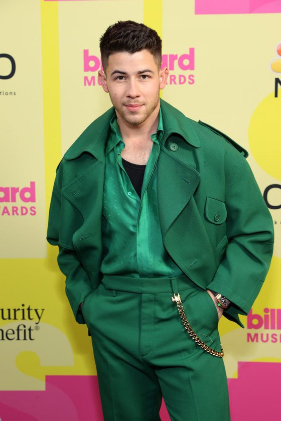 LOS ANGELES, CALIFORNIA - MAY 23: Nick Jonas poses backstage for the 2021 Billboard Music Awards, broadcast on May 23, 2021 at Microsoft Theater in Los Angeles, California. (Photo by Rich Fury/Getty Images for dcp)