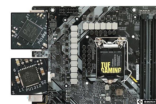 Drmos와 12+2 페이즈 전원부, Asus Tuf 게이밍 Z490-Plus (Wi-Fi) | 보드나라/케이벤치