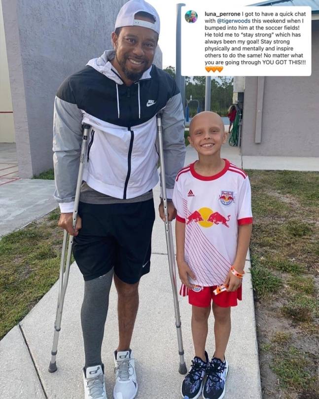 타이거 우즈(왼쪽)와 루나 페로네. 페로네 SNS 사진