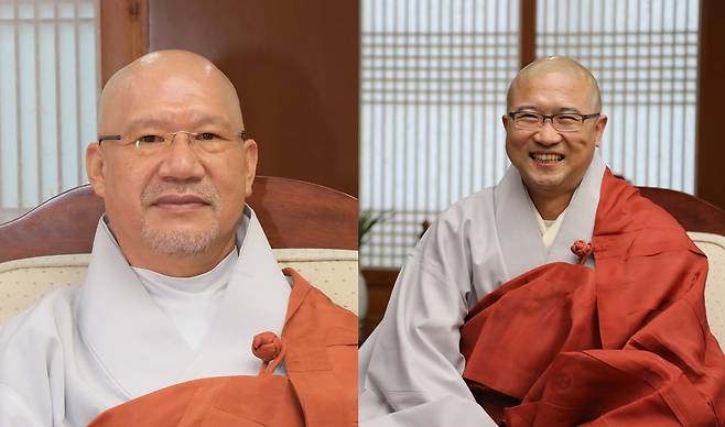 현법스님(왼쪽), 오심스님. 조계종 제공