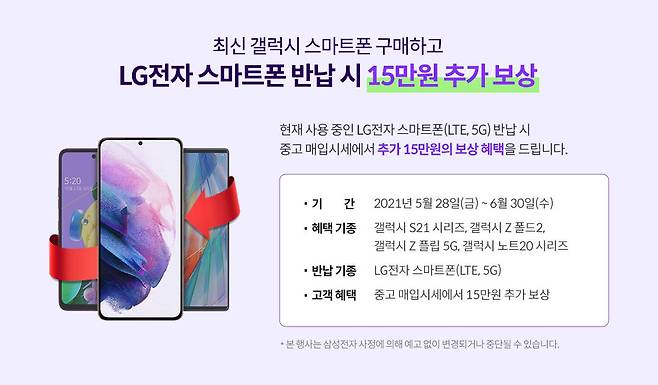 KT의 갤럭시 구매자 대상 LG 스마트폰 보상 안내 (출처=KT샵)