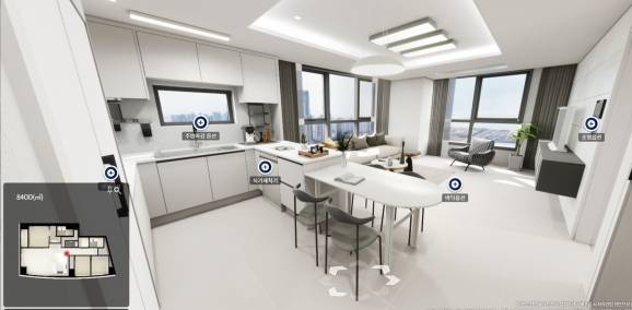 더샵 송도 아크베이 가상주택전시관 모습. 가령 식기세척기를 클릭하면 제원, 가격 등 정보가 제공된다. [사진=포스코건설]