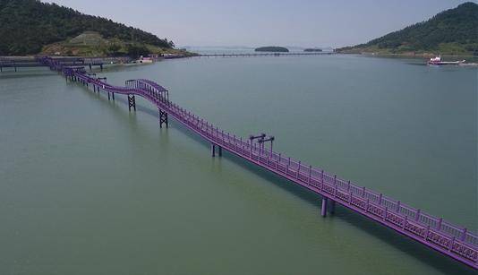 퍼플섬을 연결하는 보라색 다리[사진=신안군]