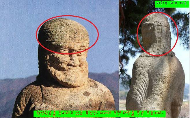 원성왕릉을 호위한 무사상. 머리에 모자를 쓰고 있고 뒷부분을 보면 터번을 두르고 있는 모습이다. | 이희수 교수 제공