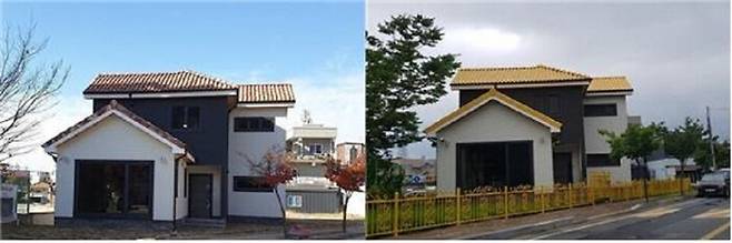 전남 장성군수의 요구로 지붕 색깔을 바꾼 ㄱ씨 주택.<한겨레>자료사진