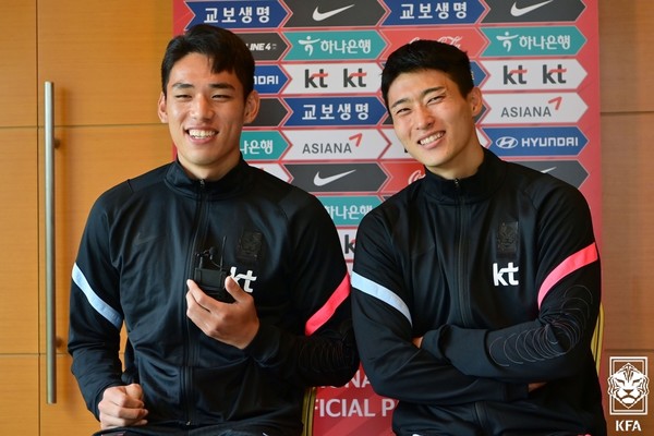 오세훈(왼쪽), 조규성( 이상 올림픽 대표팀). 대한축구협회 제공